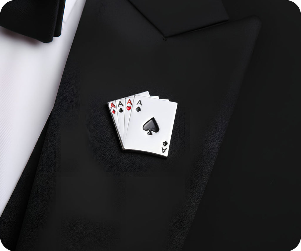 Aces Poker 4 Of A Kind Pin Badge