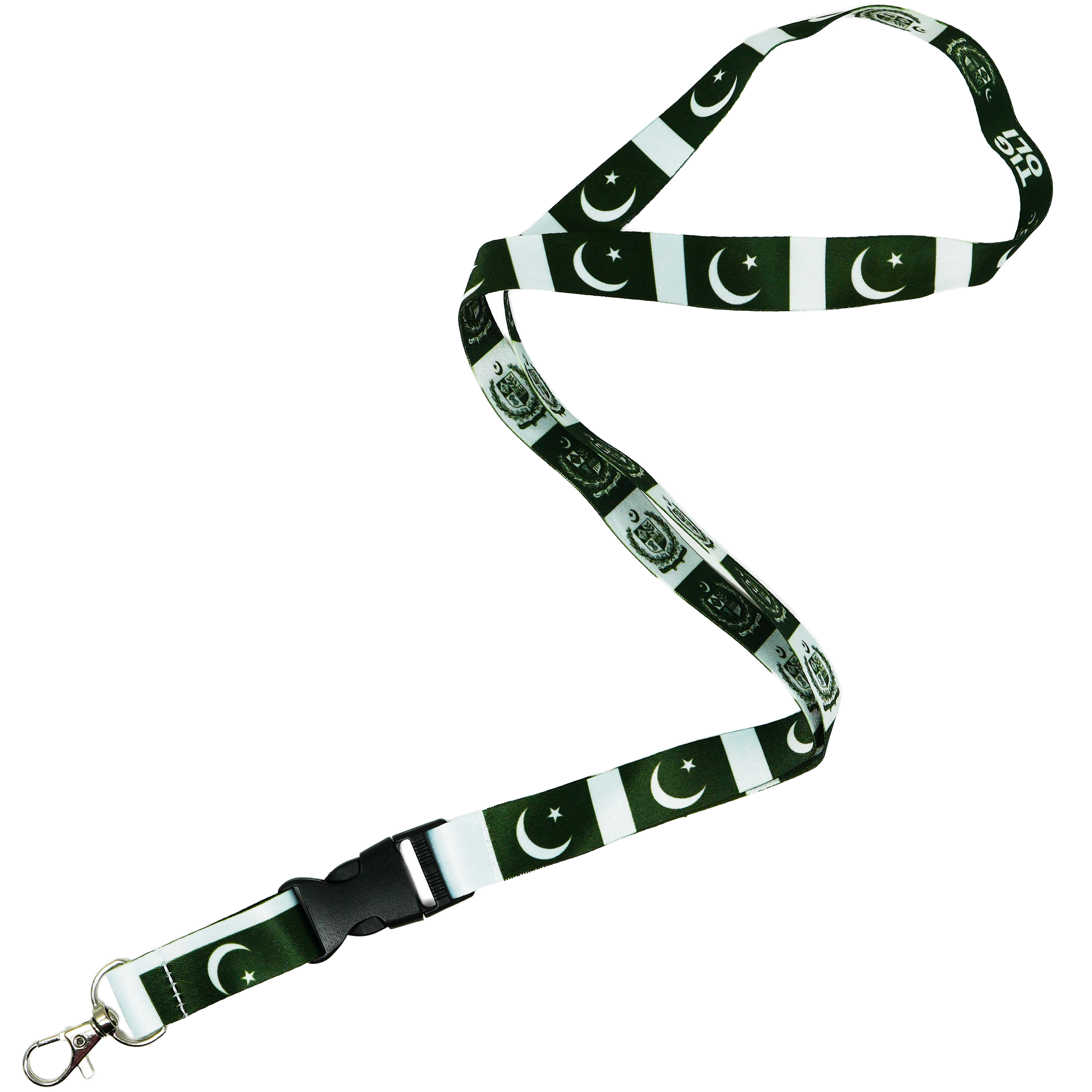 Pakistan Flag Lanyard – Green & White National Emblem Neck Strap Main image