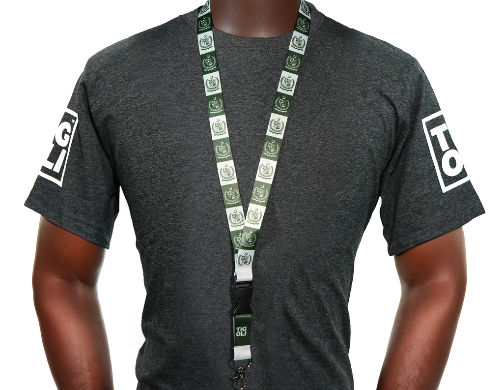 Pakistan Flag Lanyard – Green & White National Emblem Neck Strap