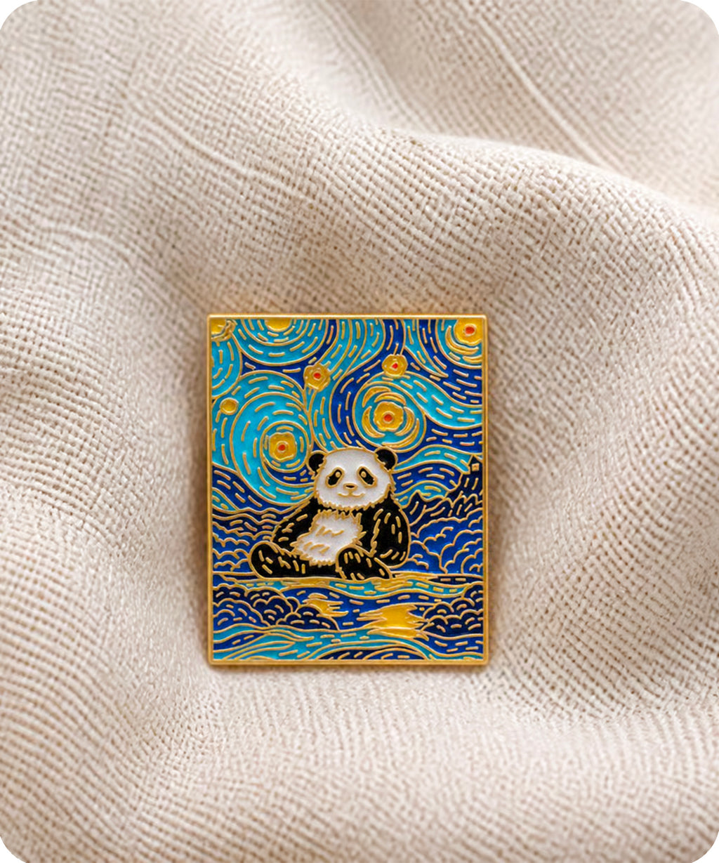 Panda Starry Night Enamel Pin Badge