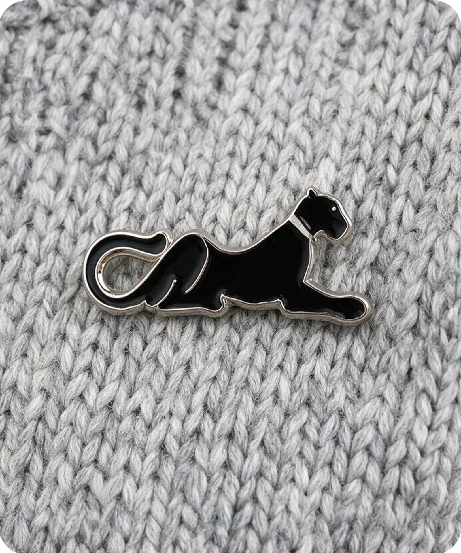 Black Panther Cat Enamel Pin Badge Secondary image