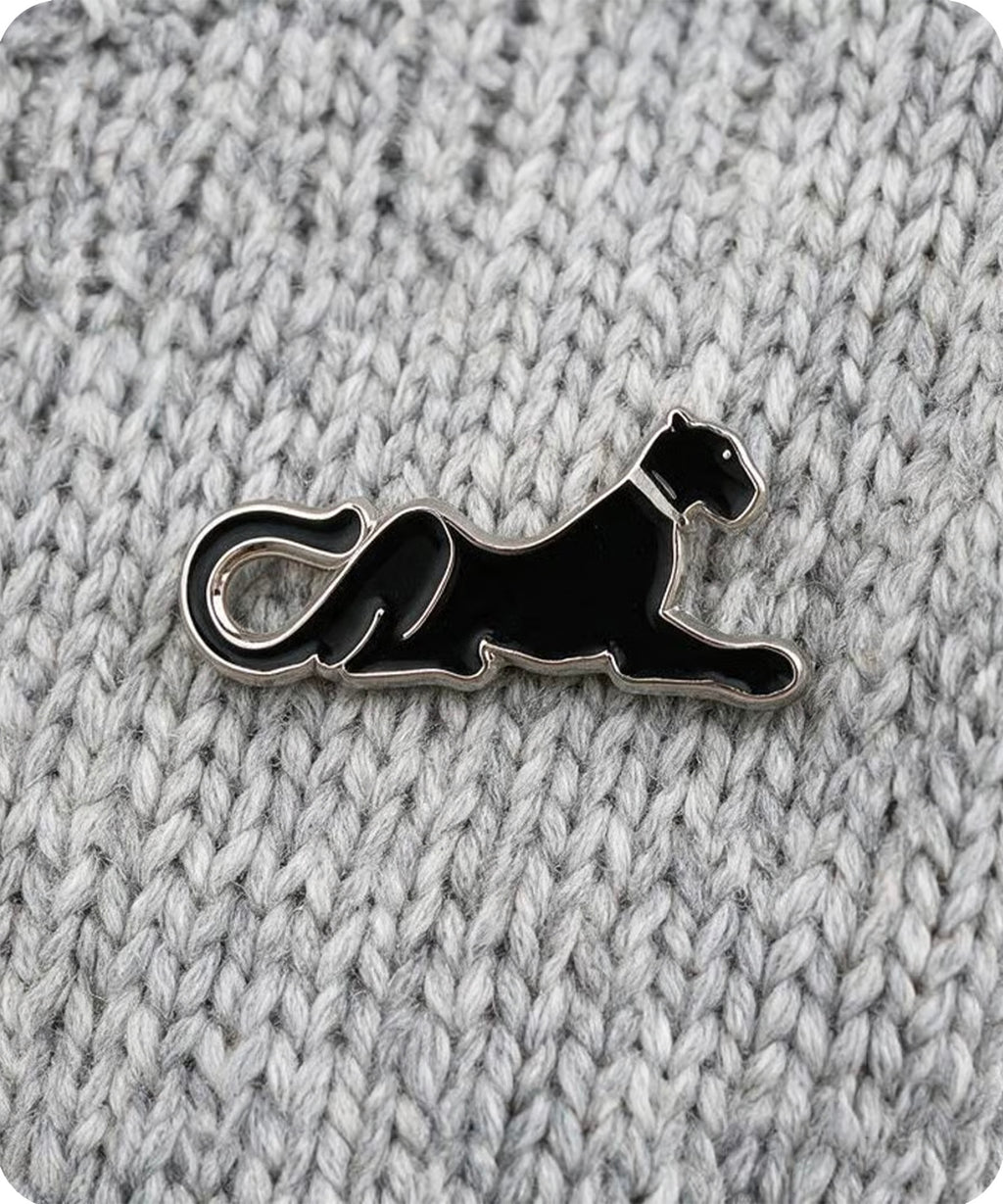 Black Panther Cat Enamel Pin Badge