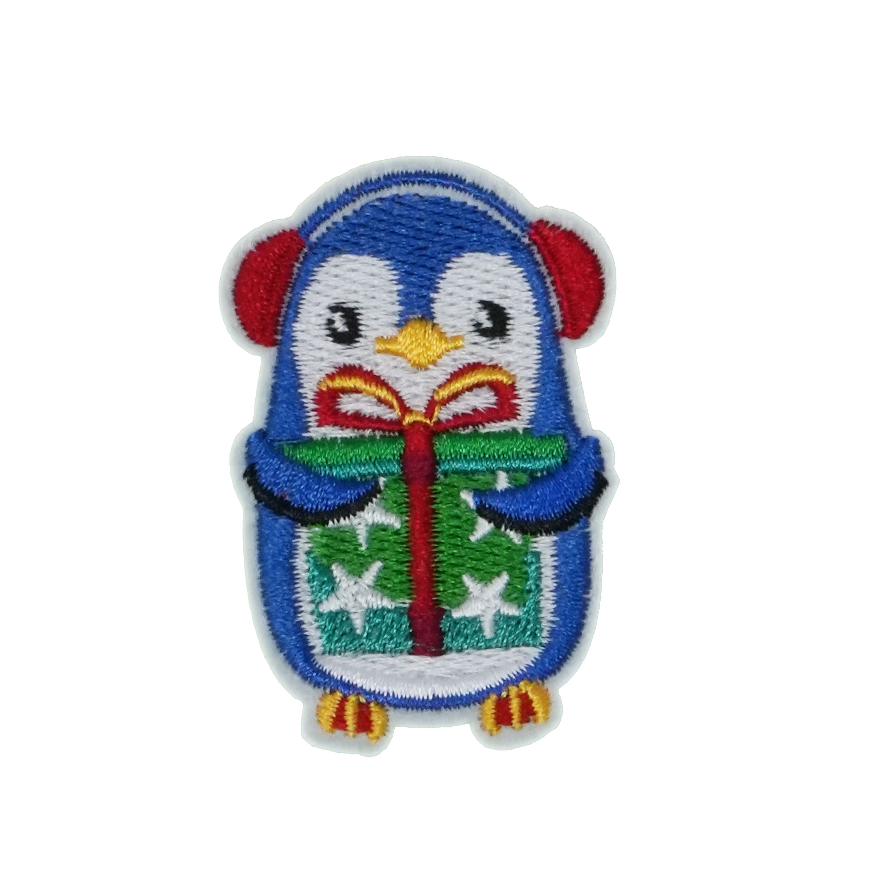 Penguin With Present Xmas Patch Iron On (4 x 5cm) Main image