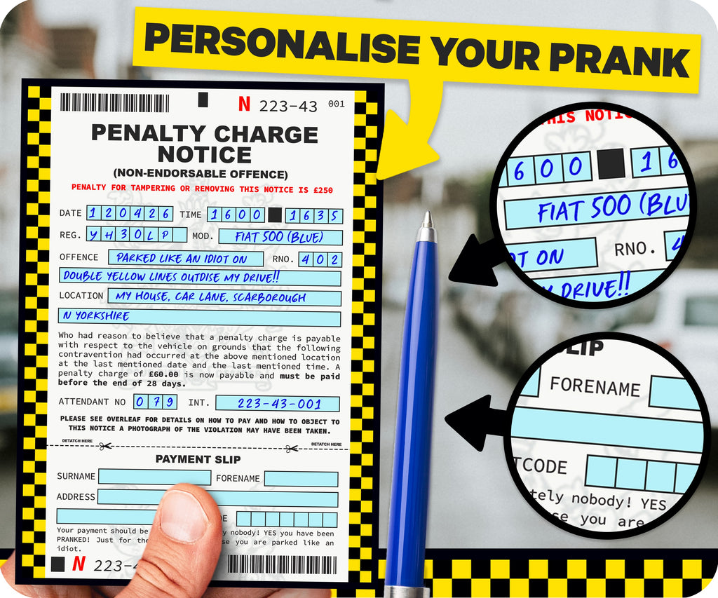 20 X Official Looking Novelty Joke Prank Funny Parking Tickets