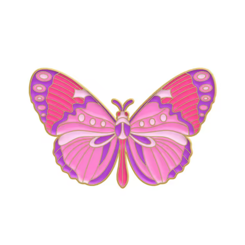 Pink Butterfly Pin Badge