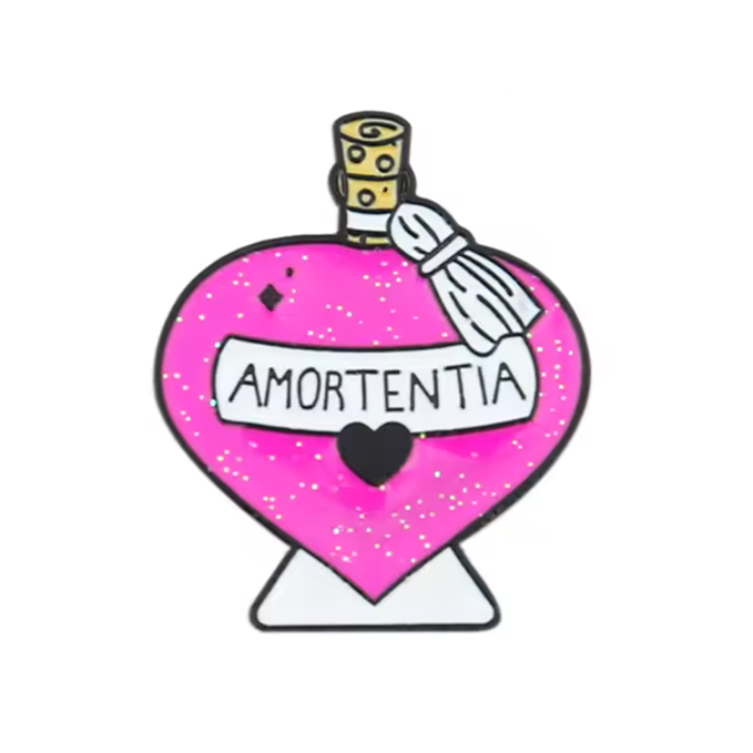 Pin de Solapa de Brujo Bruja con Botella de Poción Rosa Imagen principal del producto