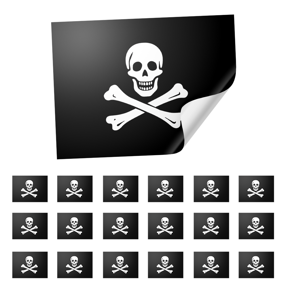 20 X Pirate Skull & Crossed Bones Flag Stickers