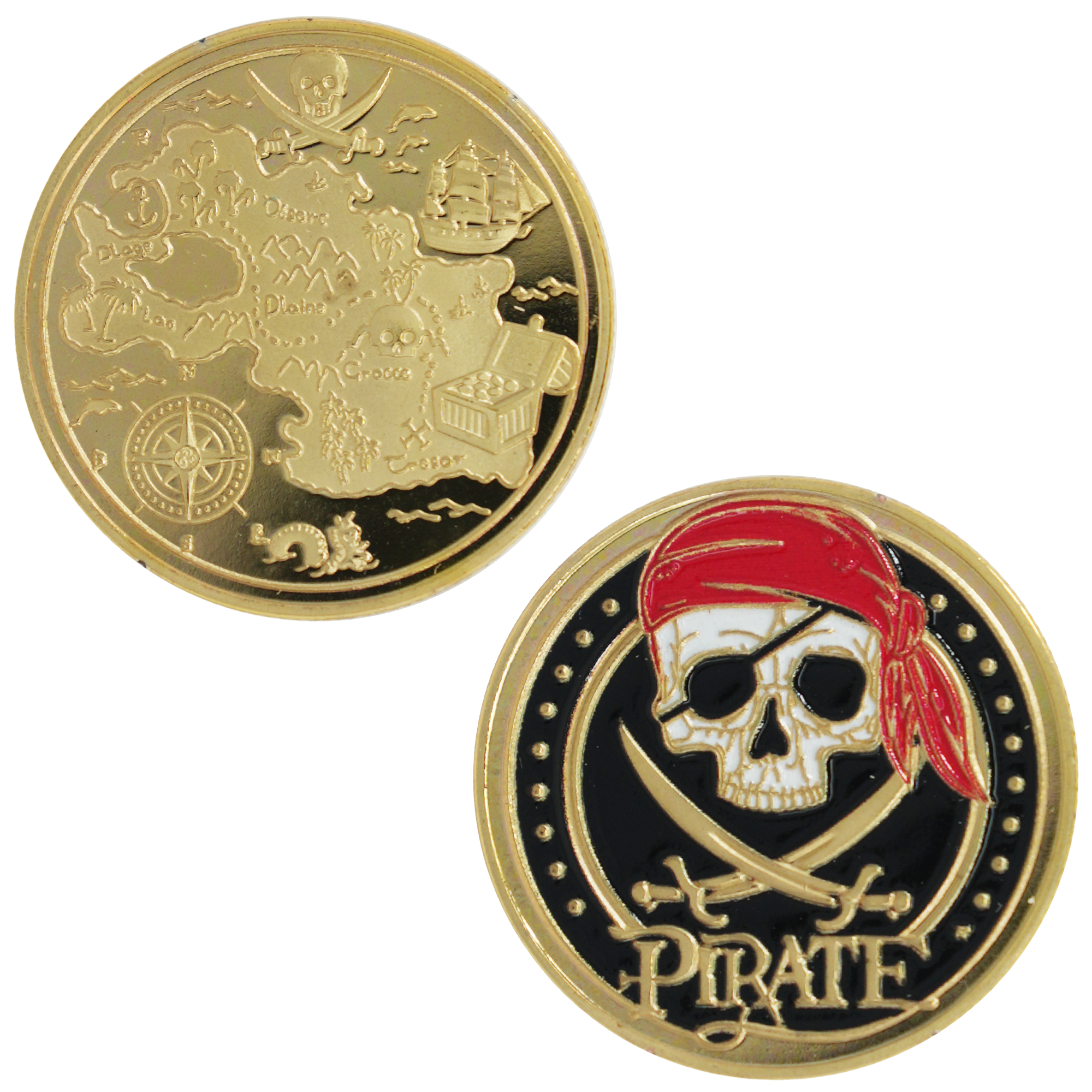 Moneda del Tesoro Pirata – Diseño de Calavera y Mapa Imagen principal del producto