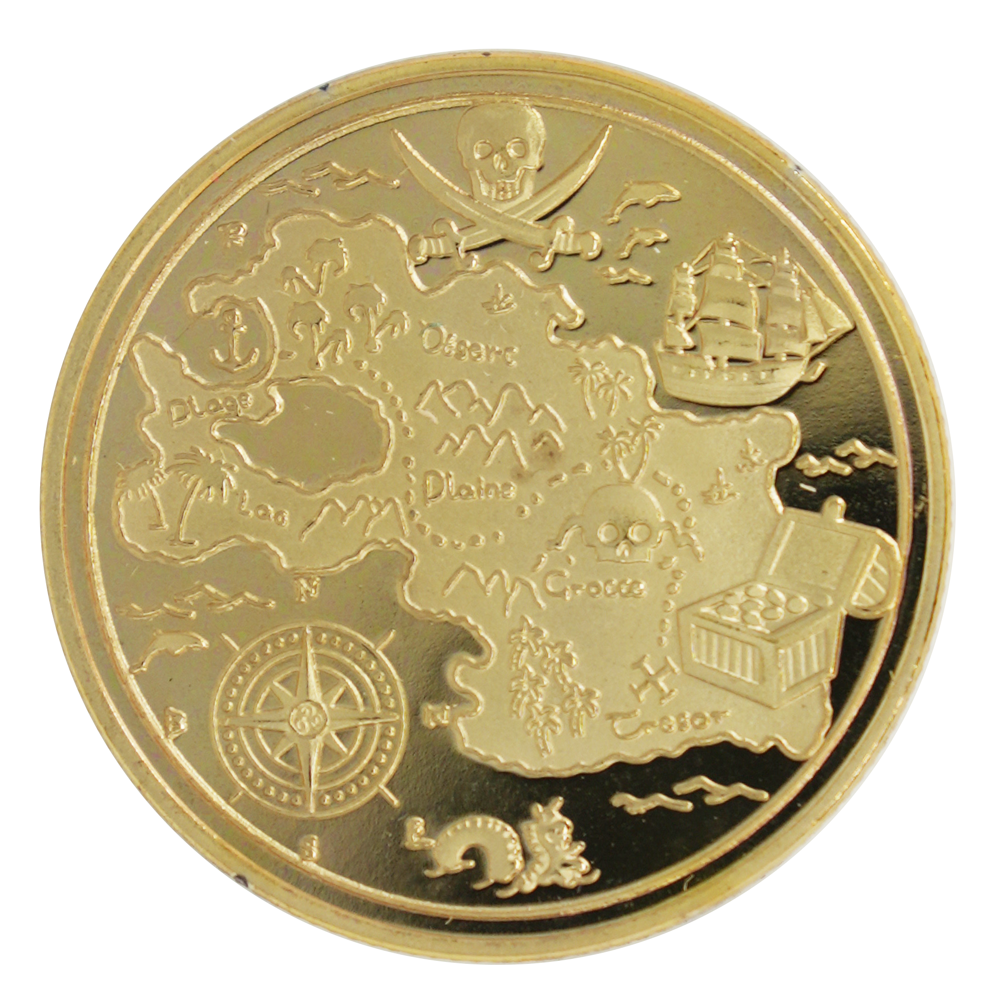 Pirate Treasure Coin – Skull & Map Design