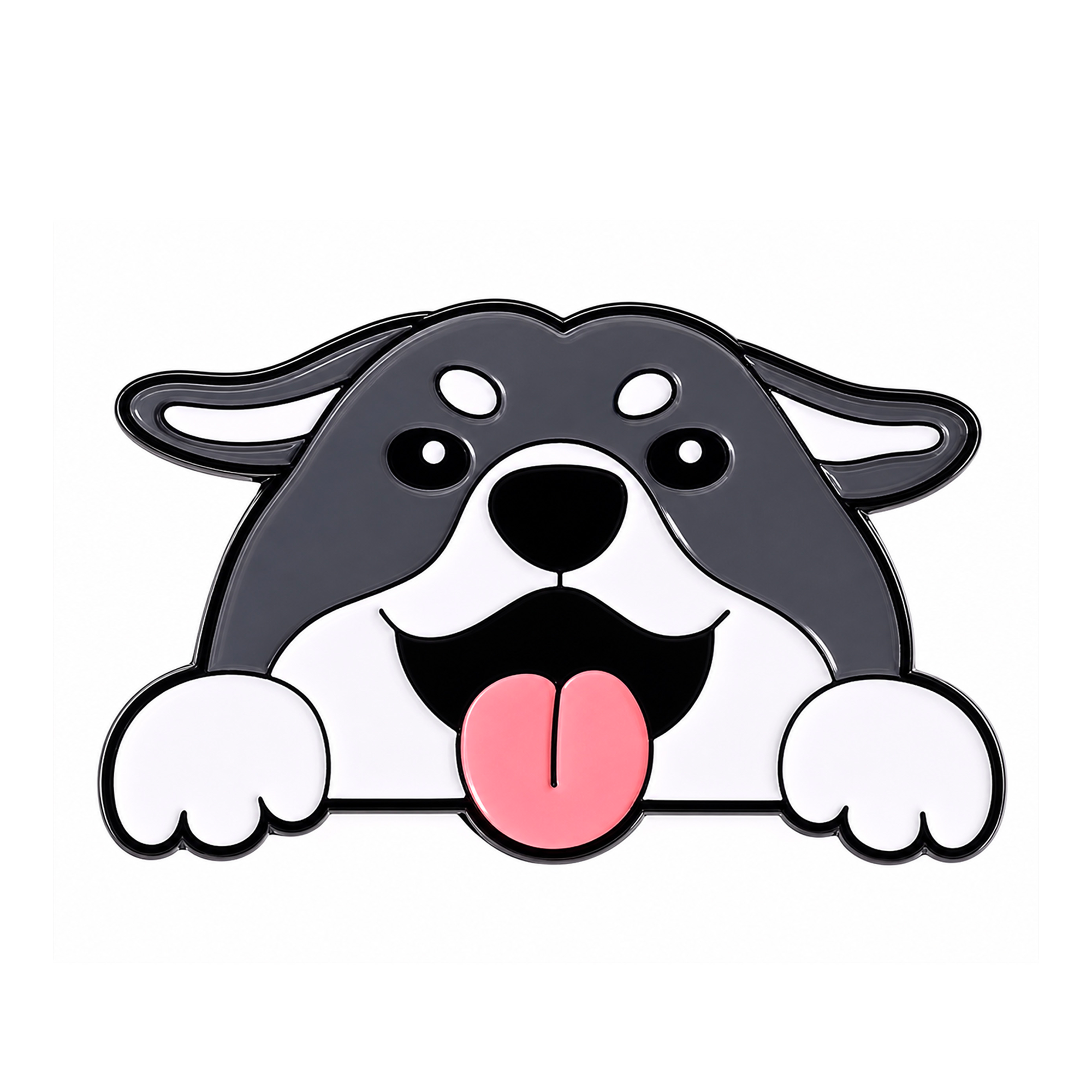 Cute Grey Dog Enamel Lapel Pin Badge