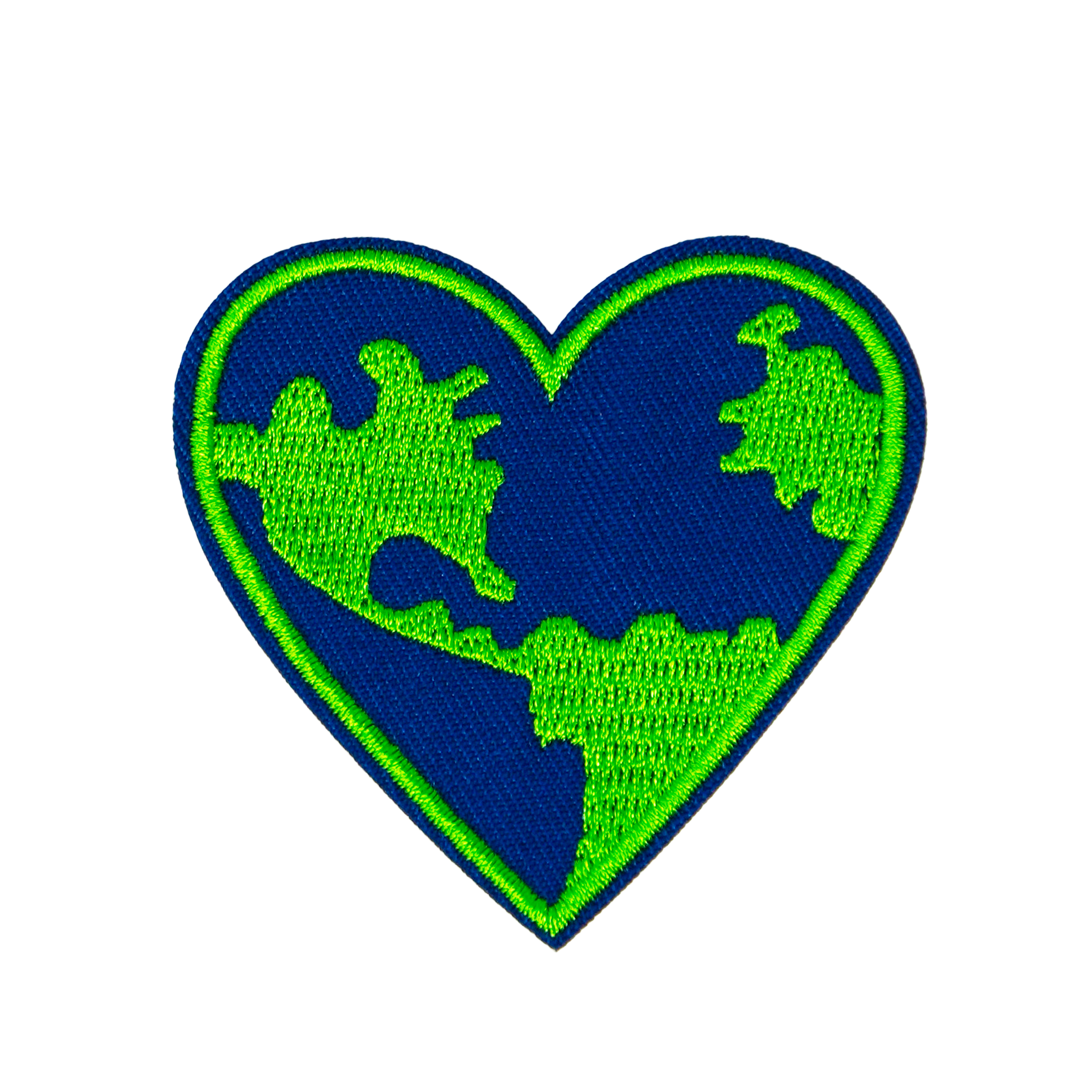 Love Heart Earth Planet Climate Iron On Patch (6 x 6cm) Main image
