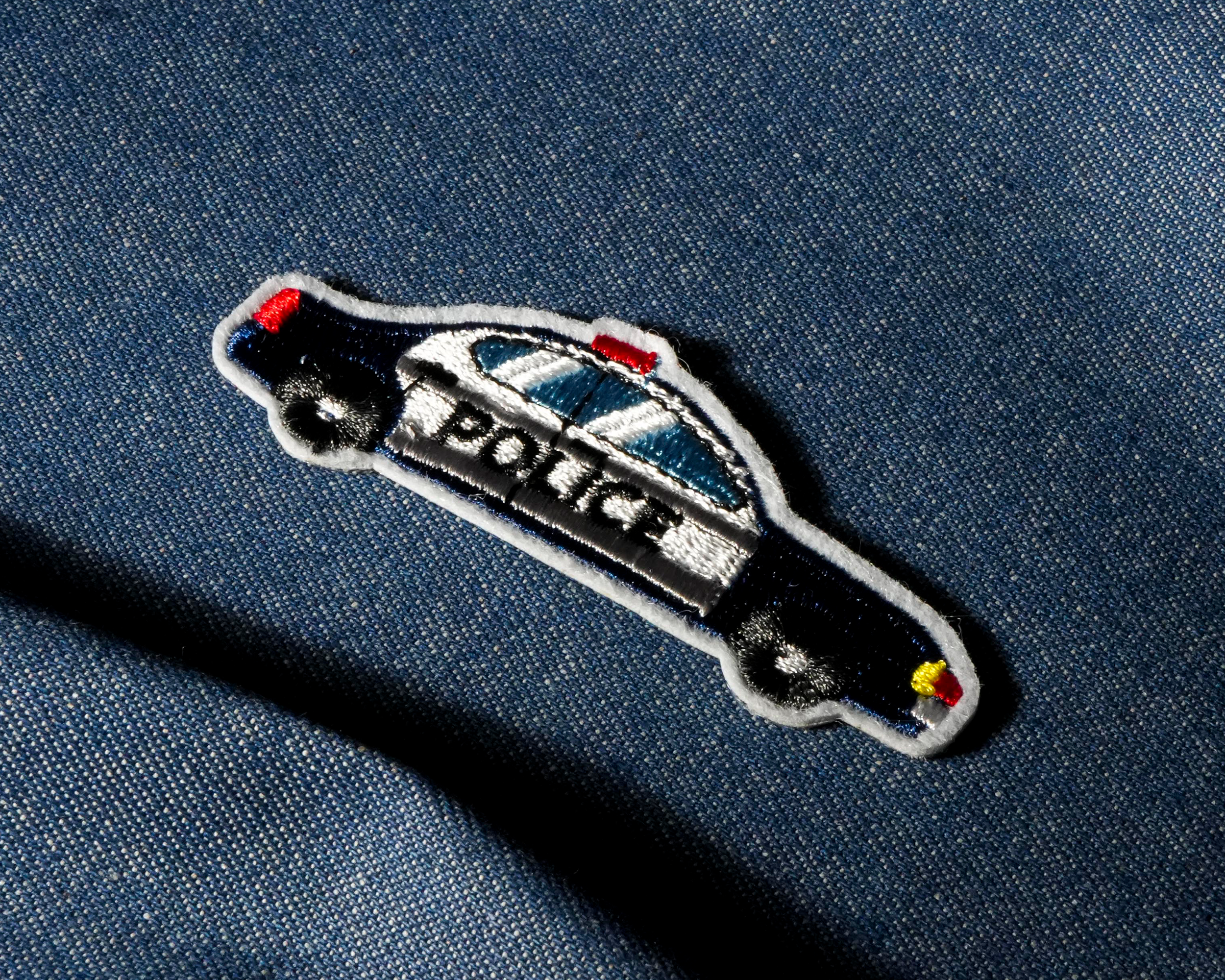 Police Squad Car Patch Iron On (8 x 2.5cm) Secondary image