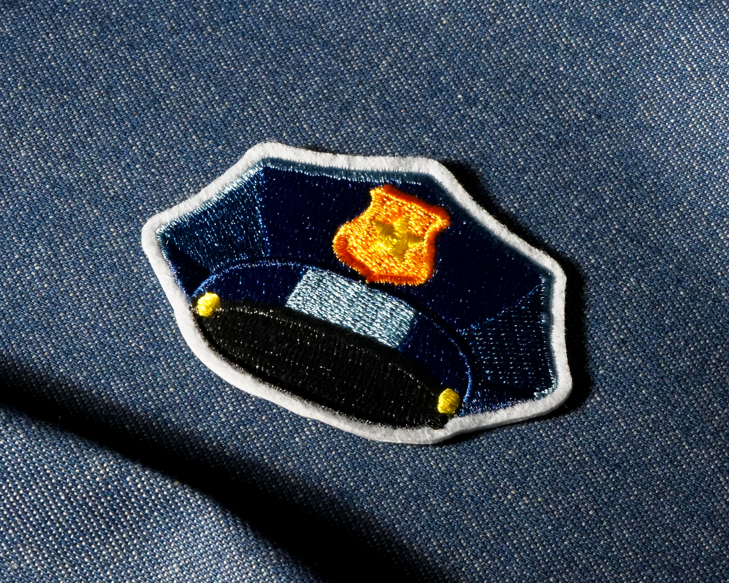 Police Officer Cap Hat Patch Iron On (7 x 5cm) Secondary image