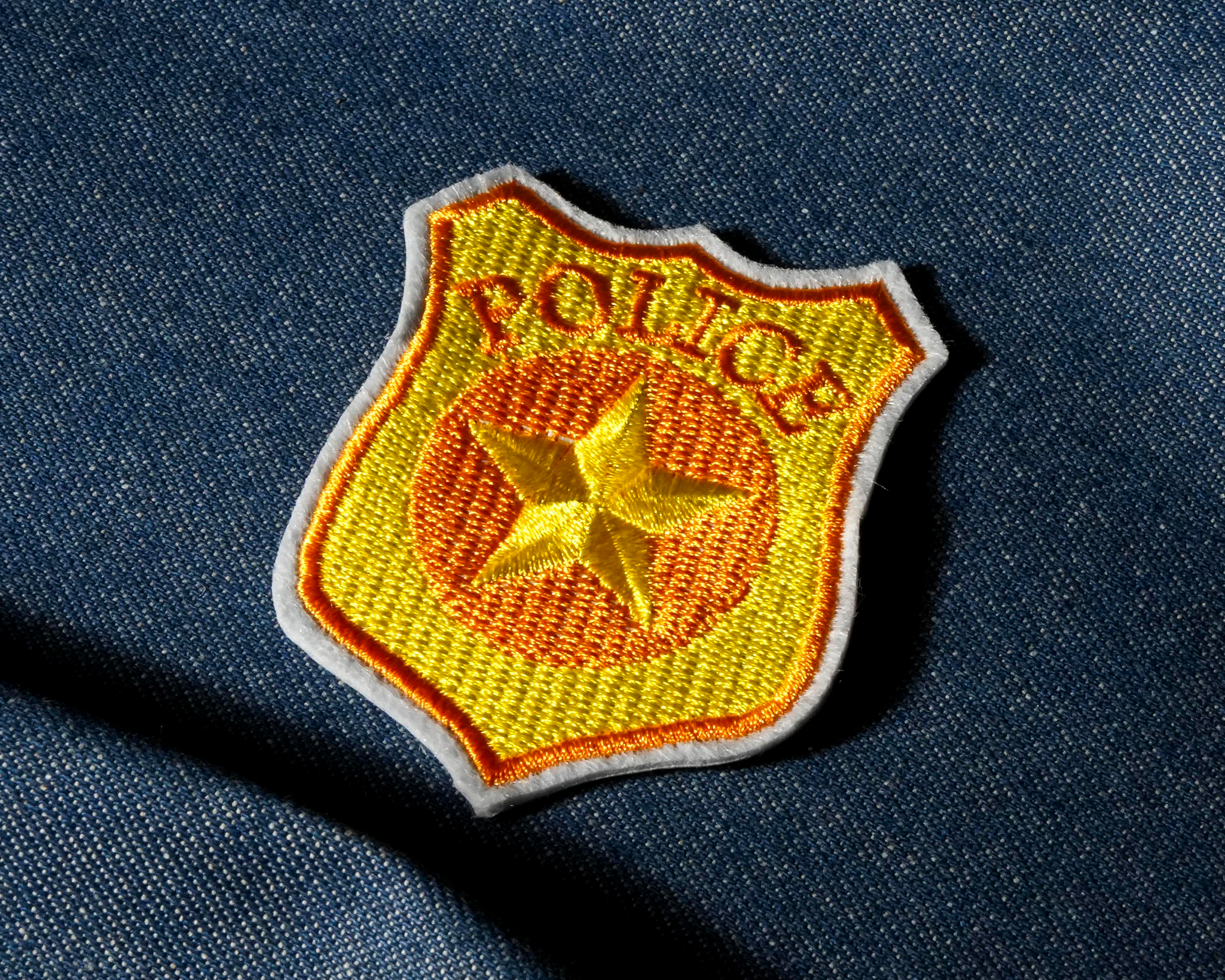 Police Badge Gold Star Patch Iron On (6 x 5cm) Secondary image