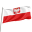 A 3' x 5' flag featuring a white and red design with the Polish navy crest, displayed on a flagpole.