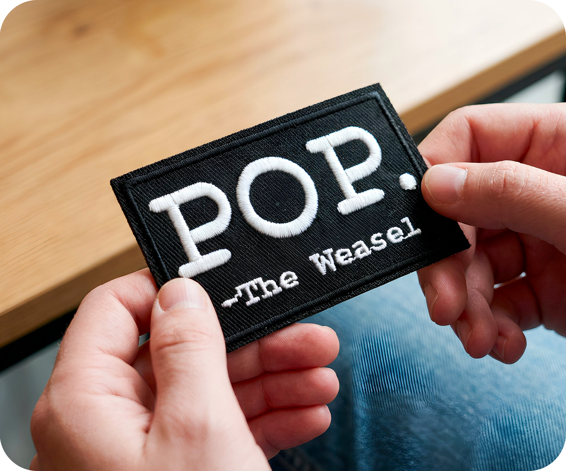 Pop The Weasel Black Iron On Patch (7.8 x 5cm)
