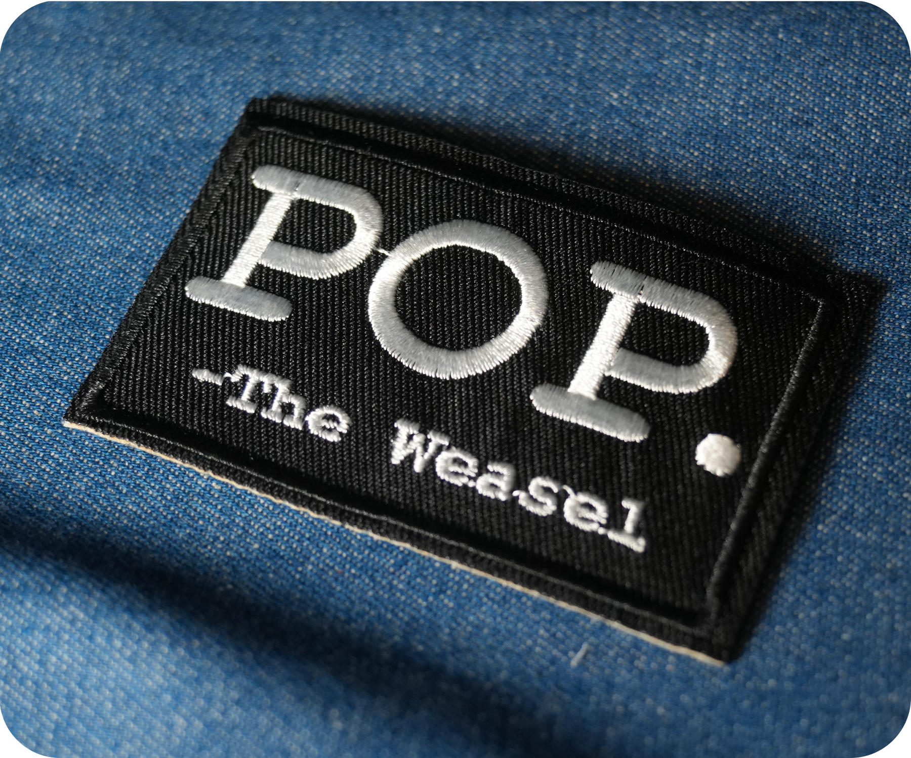 Pop The Weasel Black Iron On Patch (7.8 x 5cm)