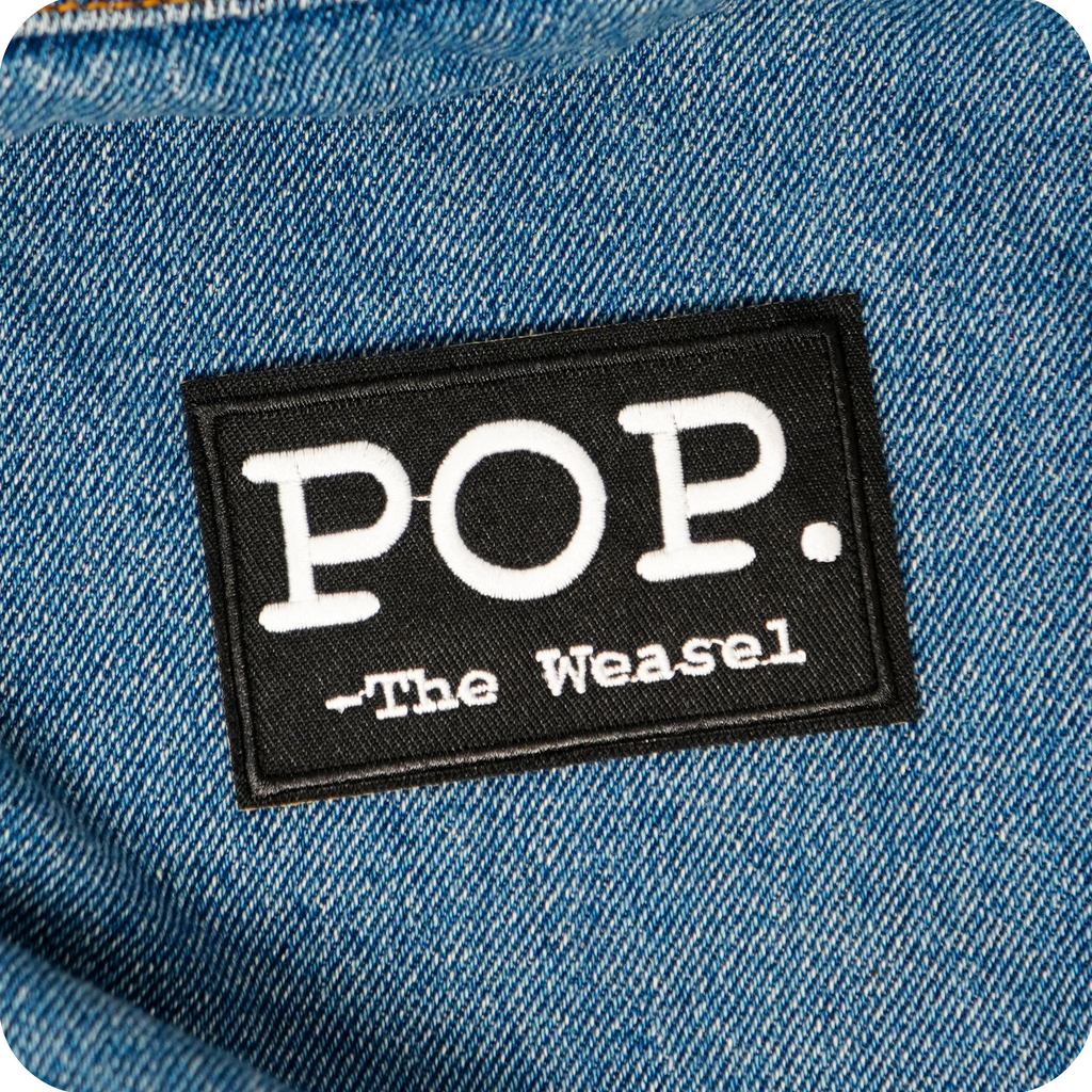 Pop The Weasel Black Iron On Patch (7.8 x 5cm)