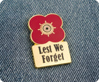 Lest We Forget Gold Poppy Flower Pin Badge