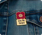 Lest We Forget Gold Poppy Flower Pin Badge