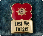 Lest We Forget Gold Poppy Flower Pin Badge