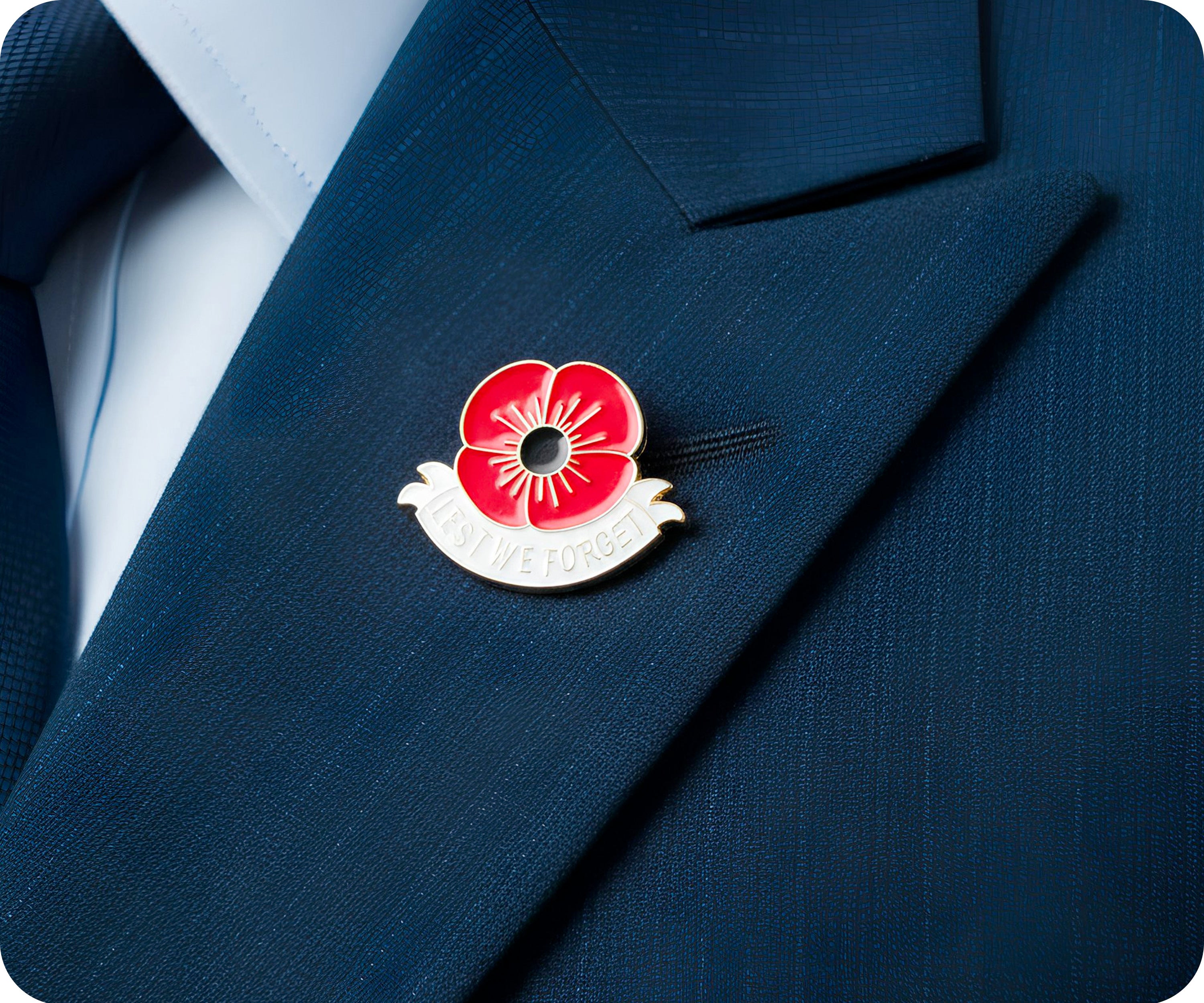 Insignia de la flor de amapola roja y blanca "Para que no olvidemos" Imagen secundaria del producto