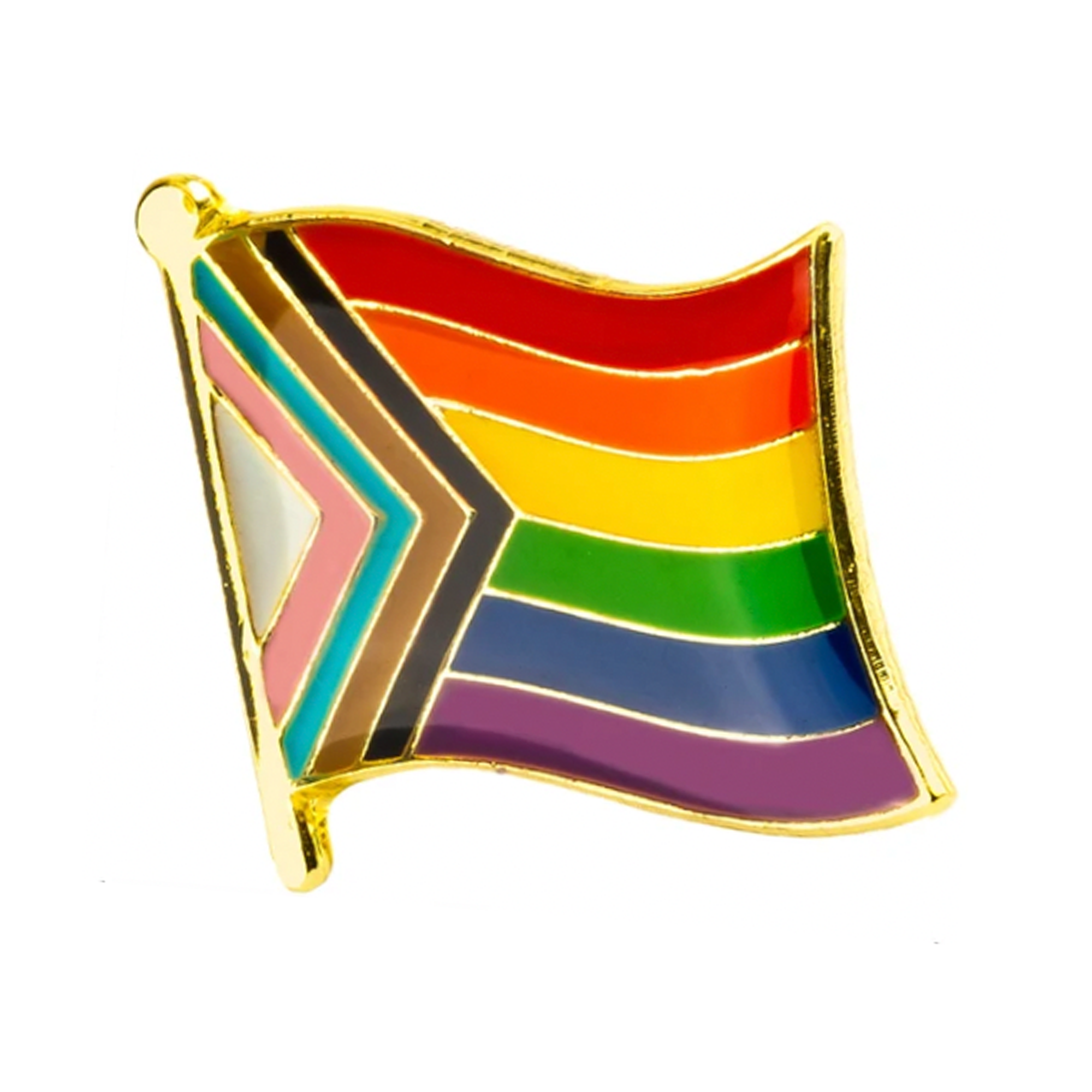 Insignia de pin LGBTQ+ con flecha del orgullo del progreso 