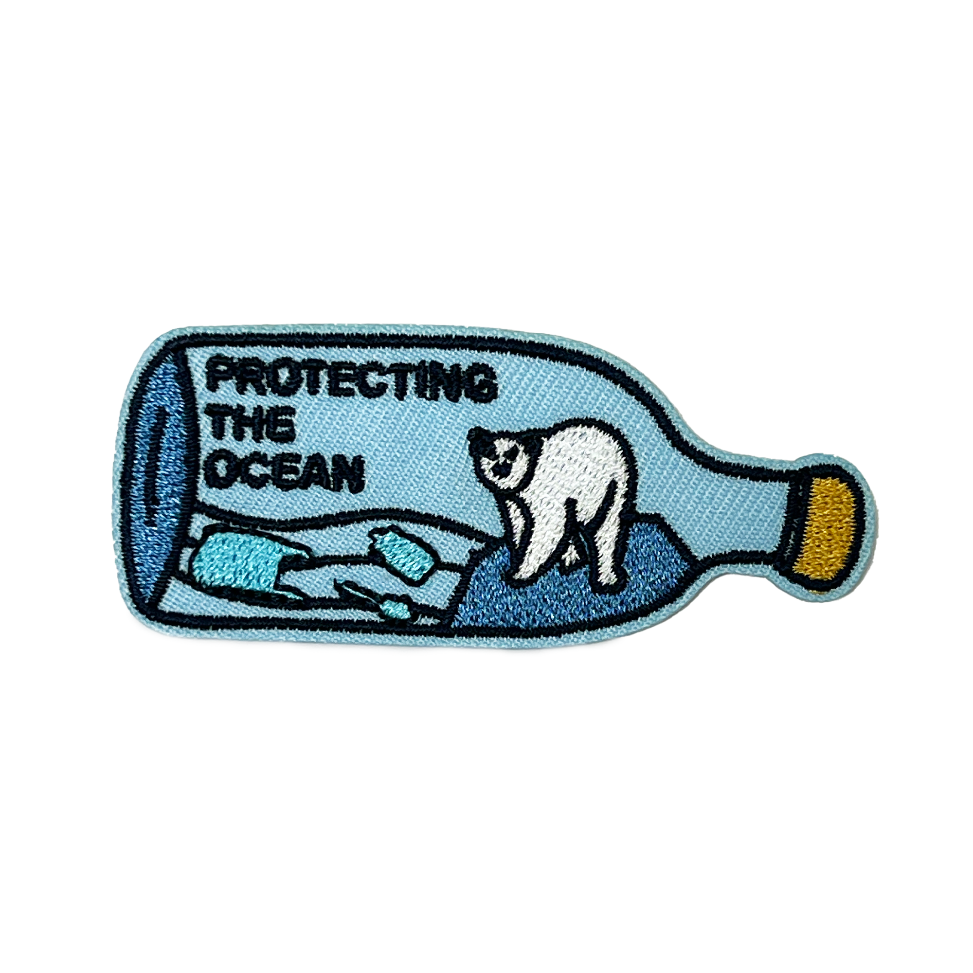 Polar Bear Bottle Embroidery Patch (7.5 X 3cm) Main image