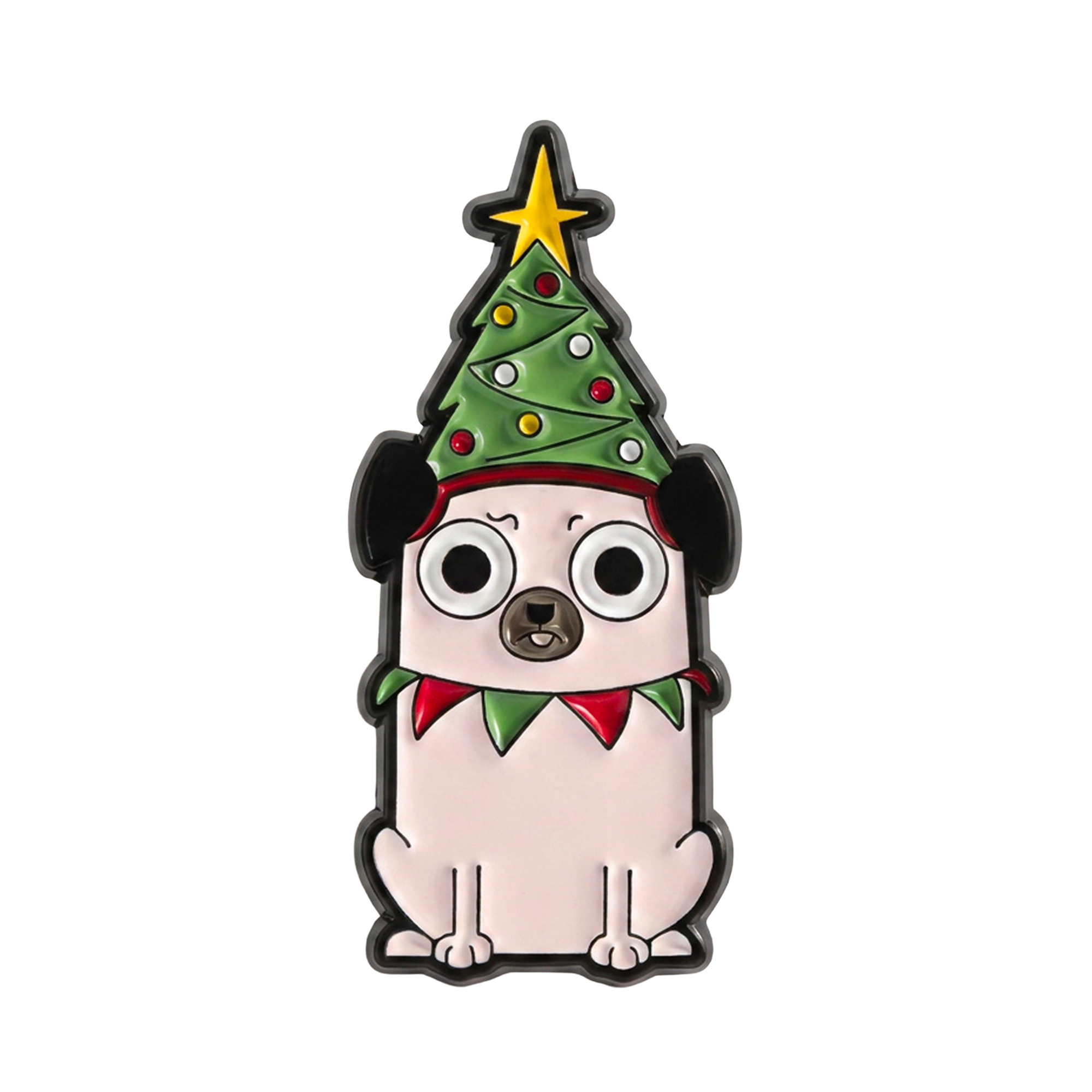 Christmas Pug Dog Enamel Lapel Pin Badge Imagen principal del producto