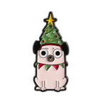 Christmas Pug Dog Enamel Lapel Pin Badge