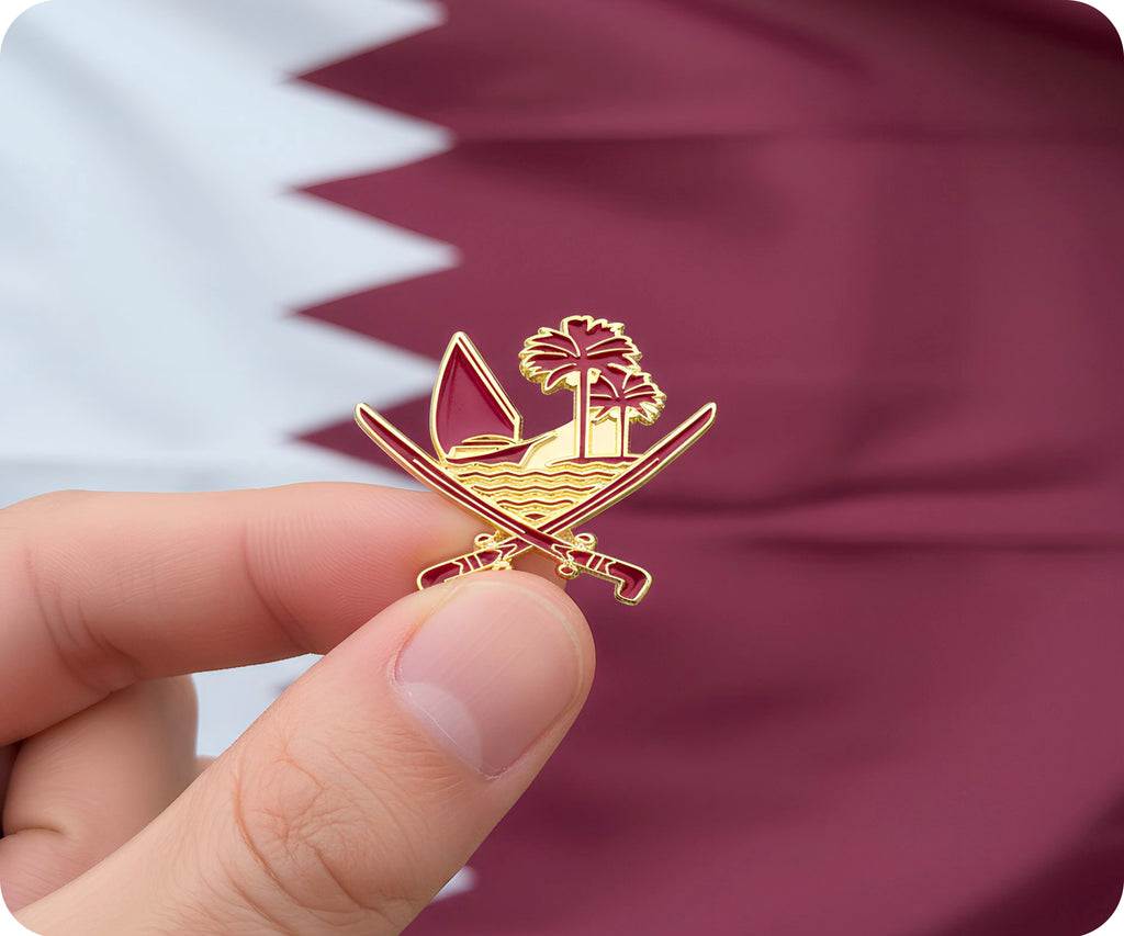 Qatar Crossed Swords & Boats Pin Badge