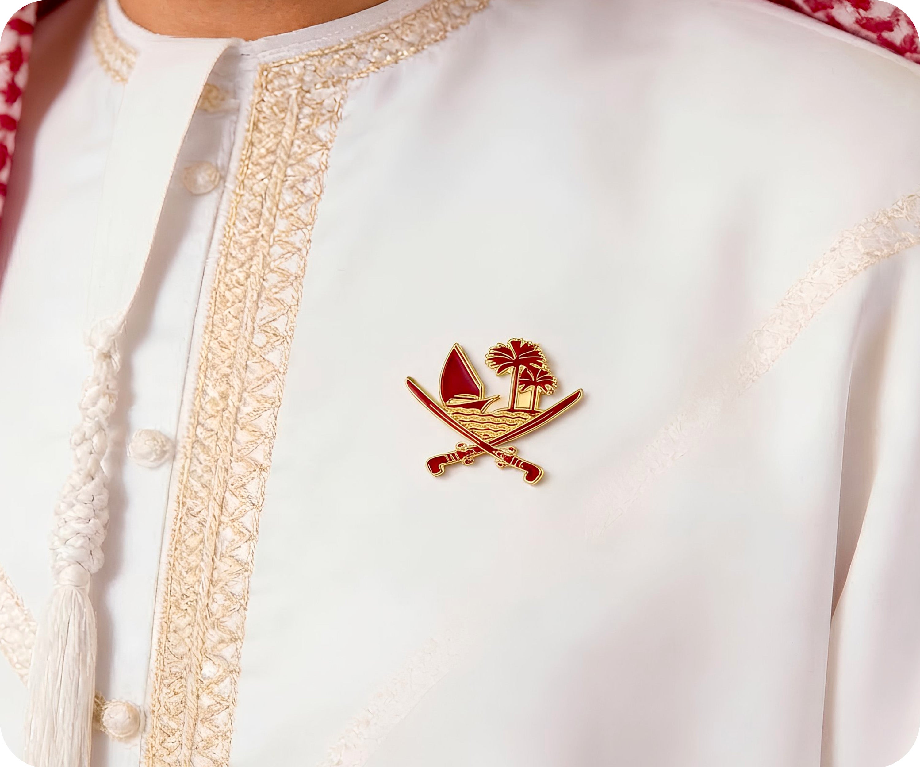 Qatar Crossed Swords & Boats Pin Badge