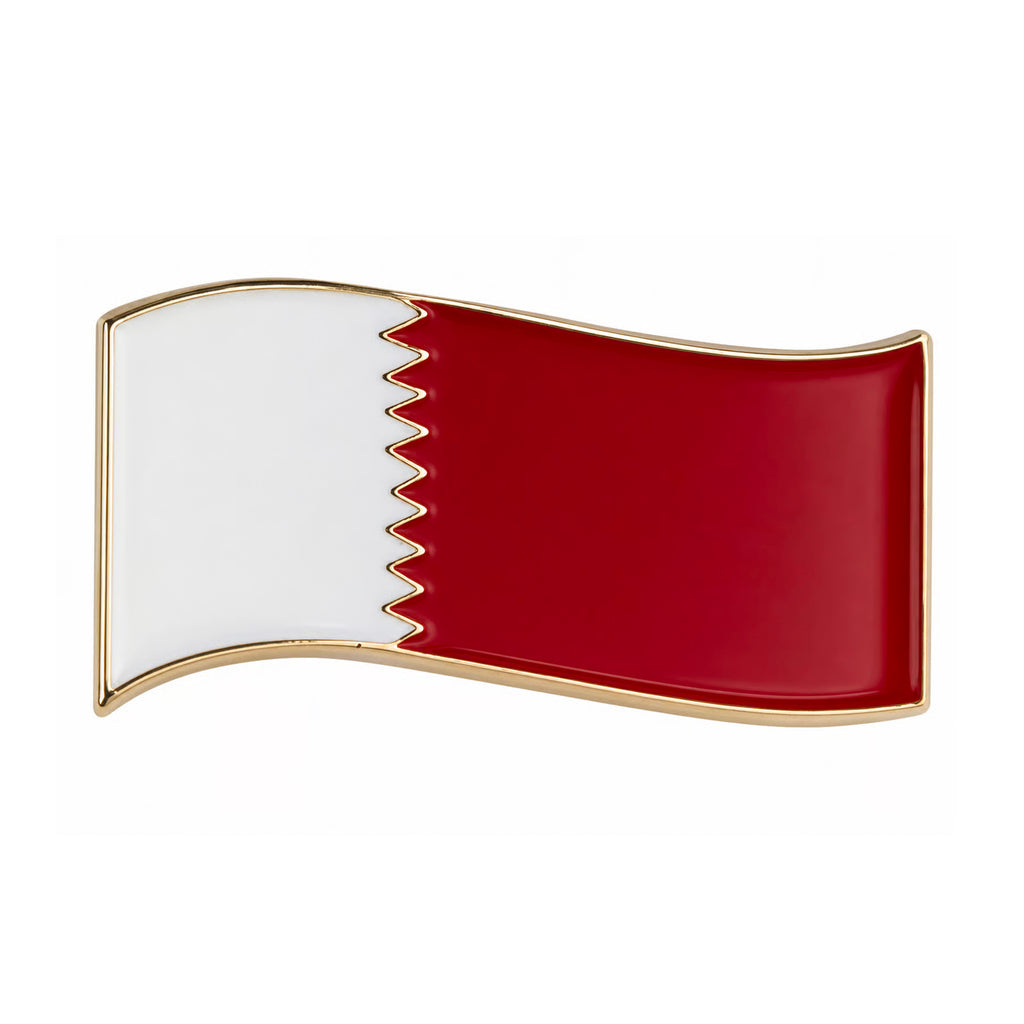 Qatar Rectangle Wave Flag Enamel Pin Badge