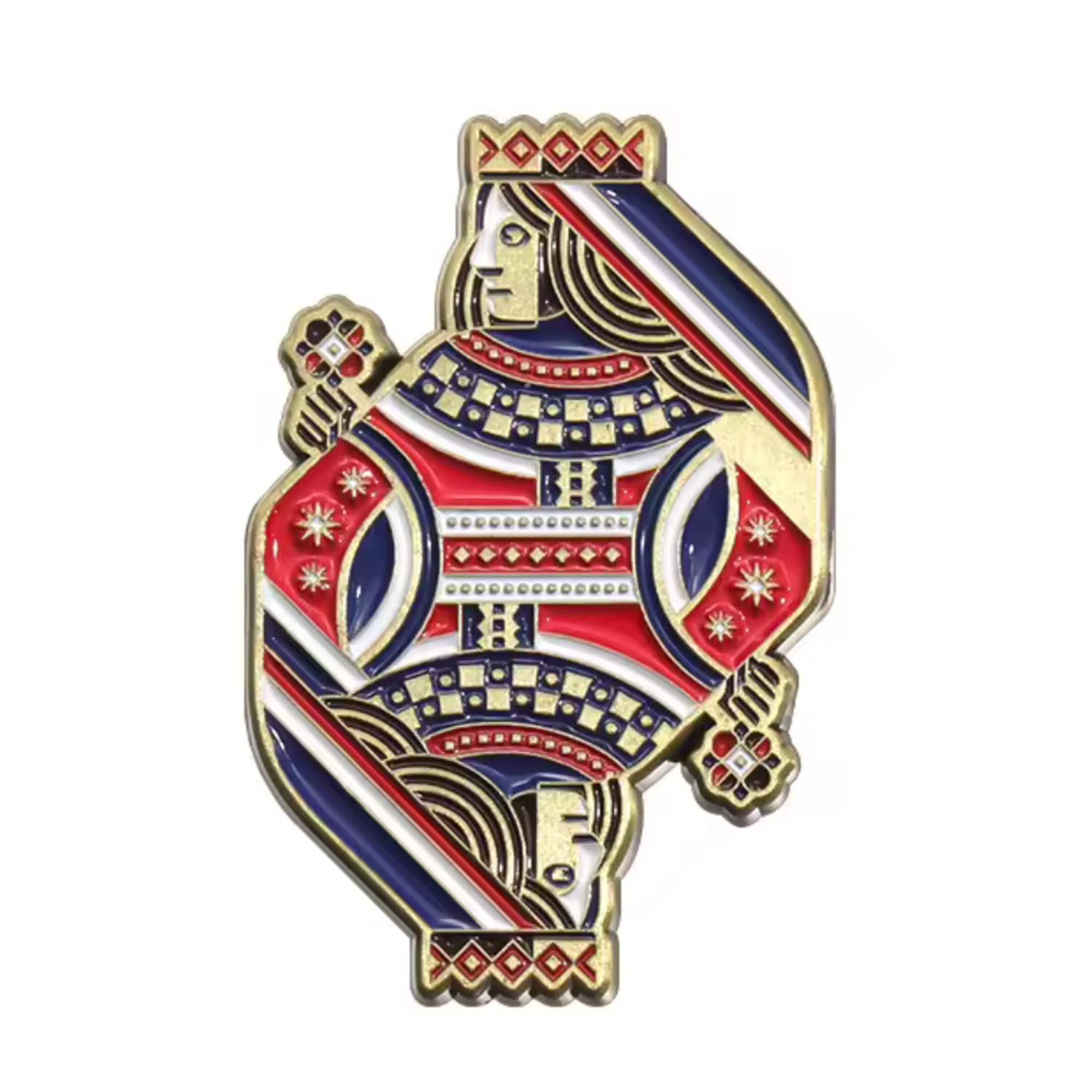 Queen Card Suits Poker Pin Badge