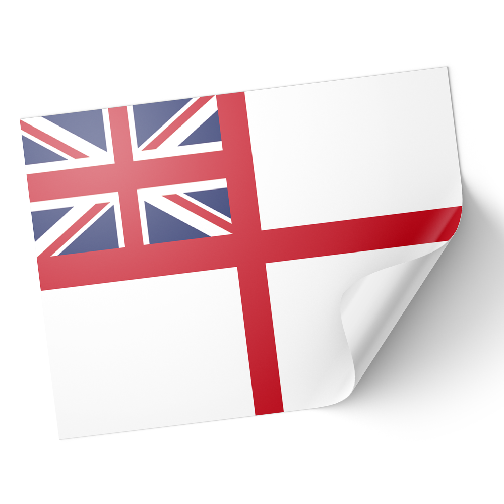 A sticker representing the Royal Navy White Ensign flag with a blue and white design and a red cross. © Tigoli® 2026 All Rights Reserved Panda Loco Ltd  Imagen principal del producto