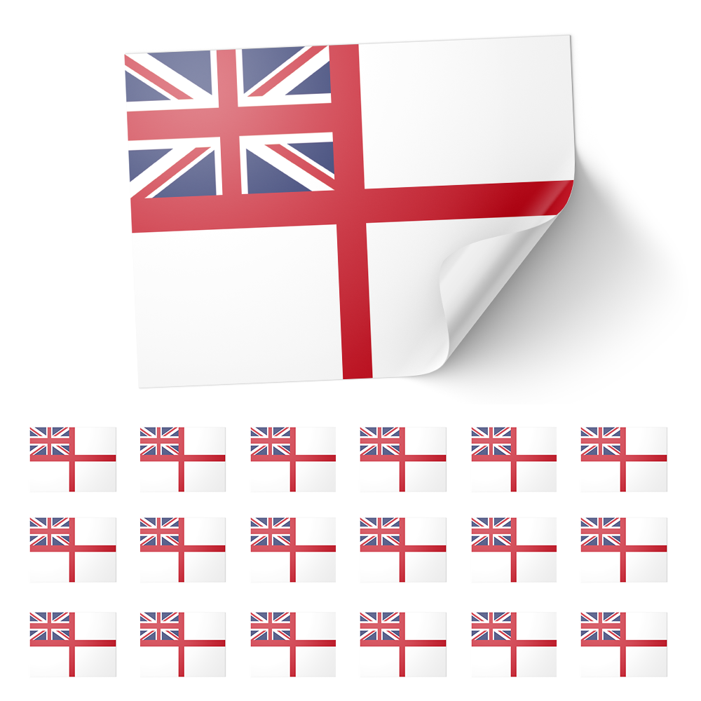20 X Royal Navy White Ensign Flag Stickers