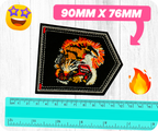 Roaring Tiger Animal & Shield Iron On Patch (9 x 7.6cm)