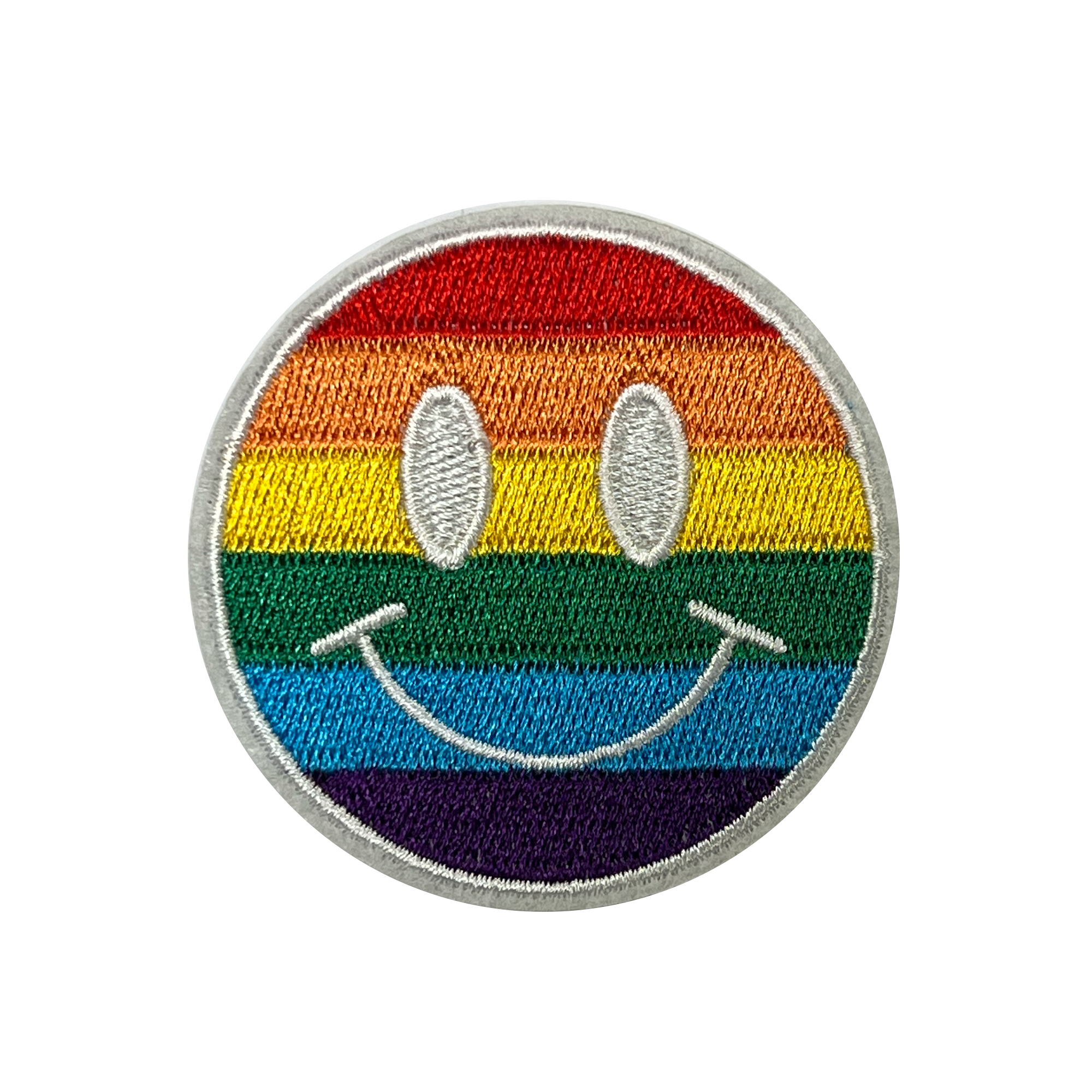 Rainbow Smiley Face Embroidery Patch (5.5cm)