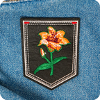 Tiger Lilly Black Shield Iron On Patch (7.6 x 9cm)