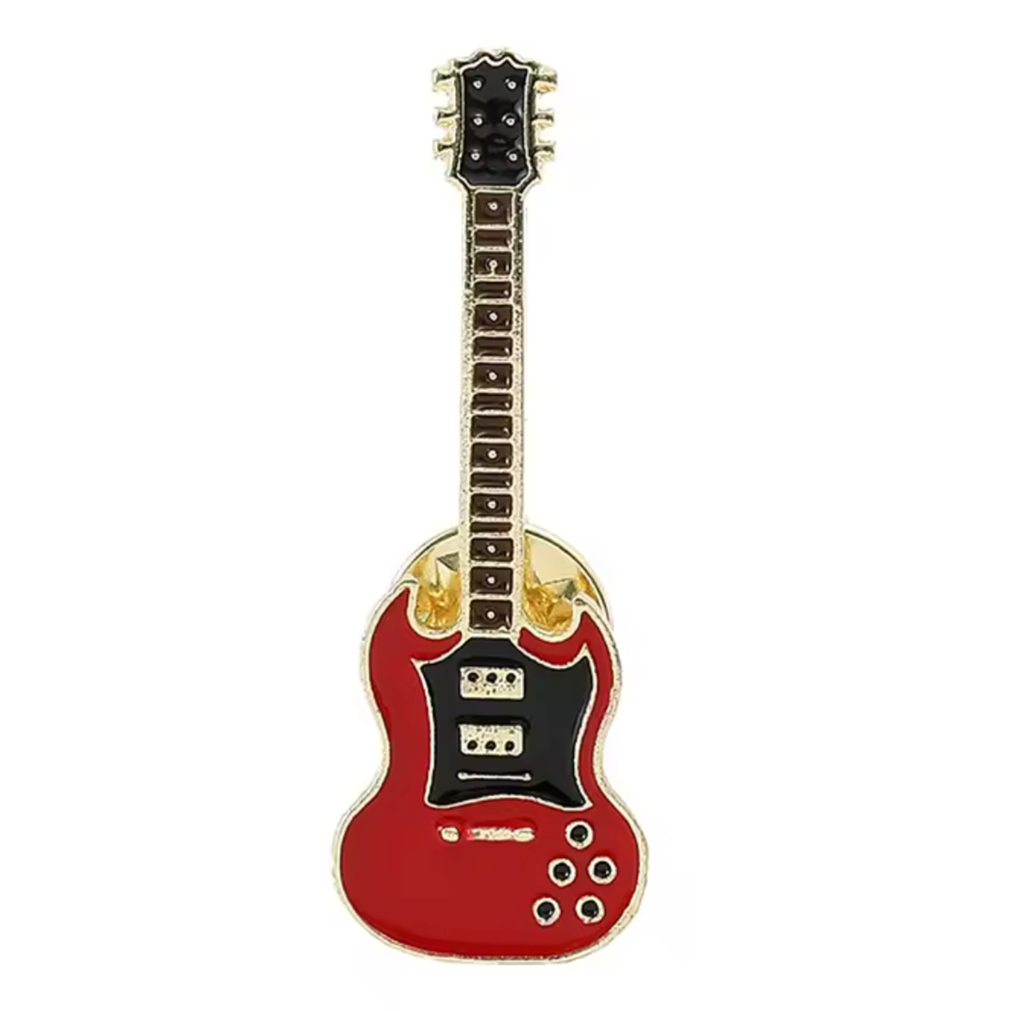 Red Electric Guitar Pin Badge