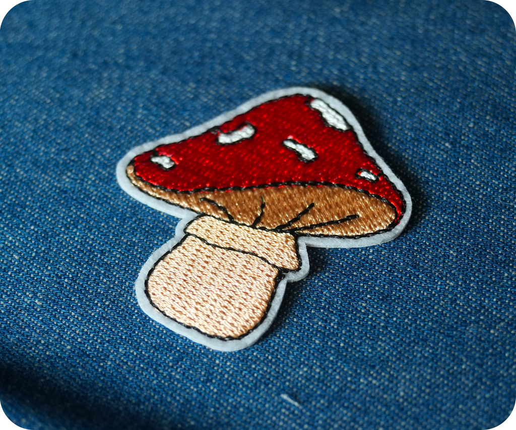 Red Mushroom Toadstools Shroom Iron On Patch (4 x 5cm)