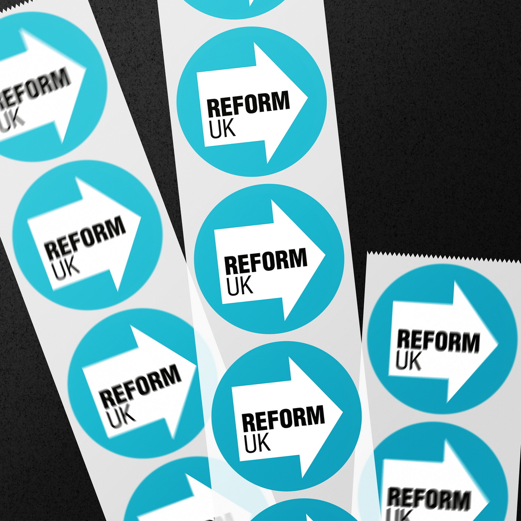 12 X Reform UK Vinyl Round 5cm Stickers