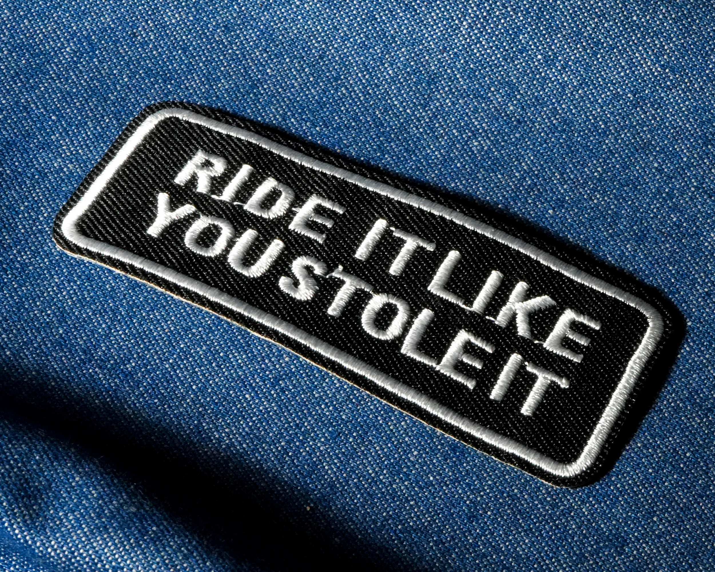 Rid It Like You Stole It Biker Patch Iron On (9 x 3.5cm) Secondary image