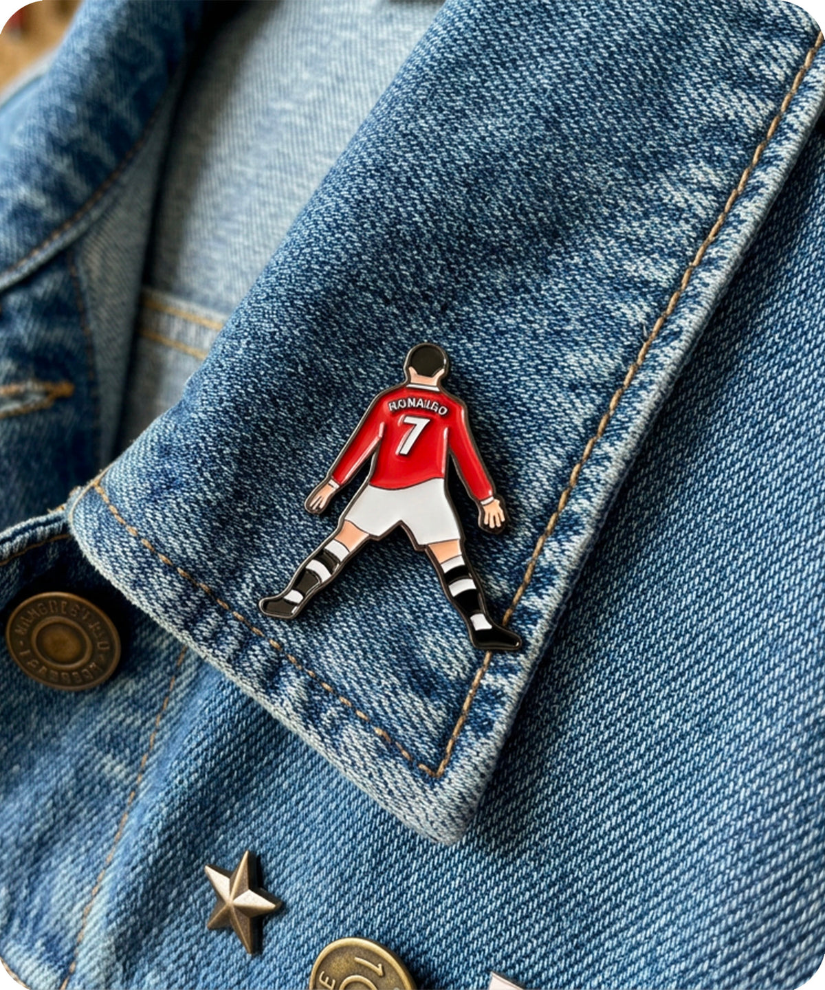 Red Number 7 Football Player Enamel Pin Badge