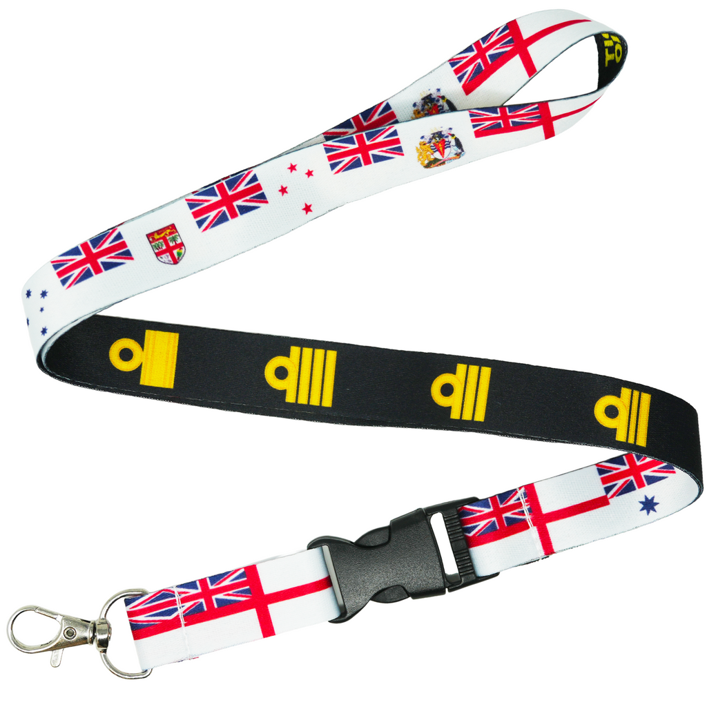 Royal Navy White Ensign Lanyard With Naval Ranks