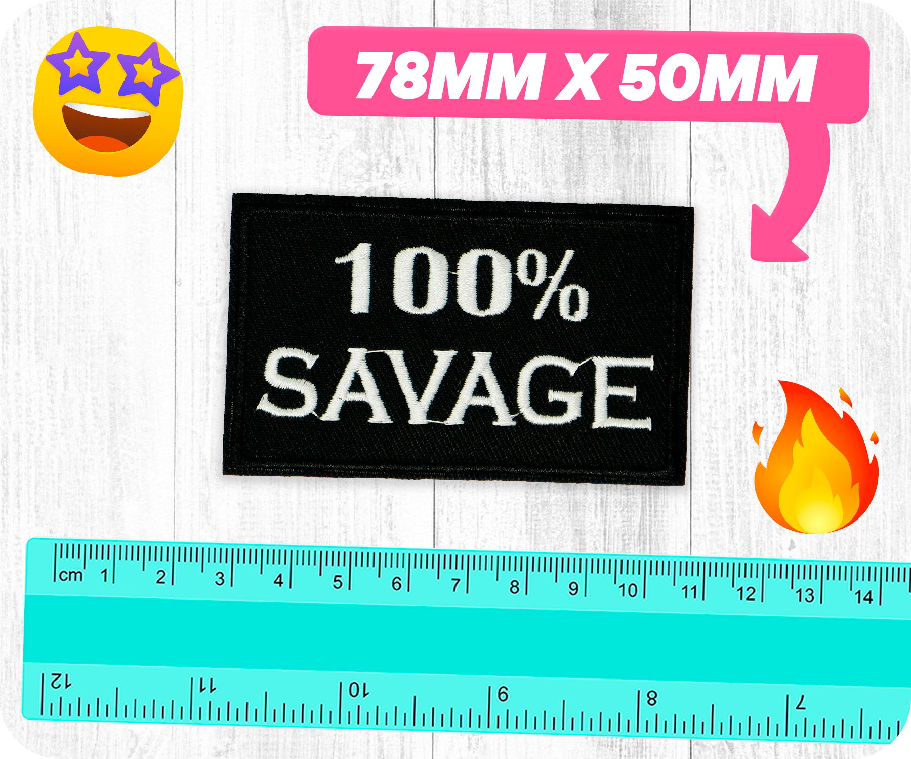 100% Savage Black Iron On Patch (7.8 x 5cm)