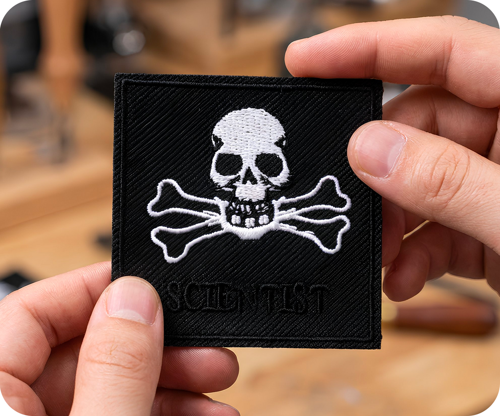 Scientist Skull & Crossed Bones Iron On Patch (6 x 6cm)