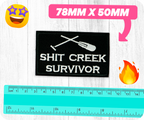 Shit Creeks Survivor Black Iron On Patch (7.8 x 5cm)