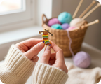 Rainbow Knitting Sock Pin Badge