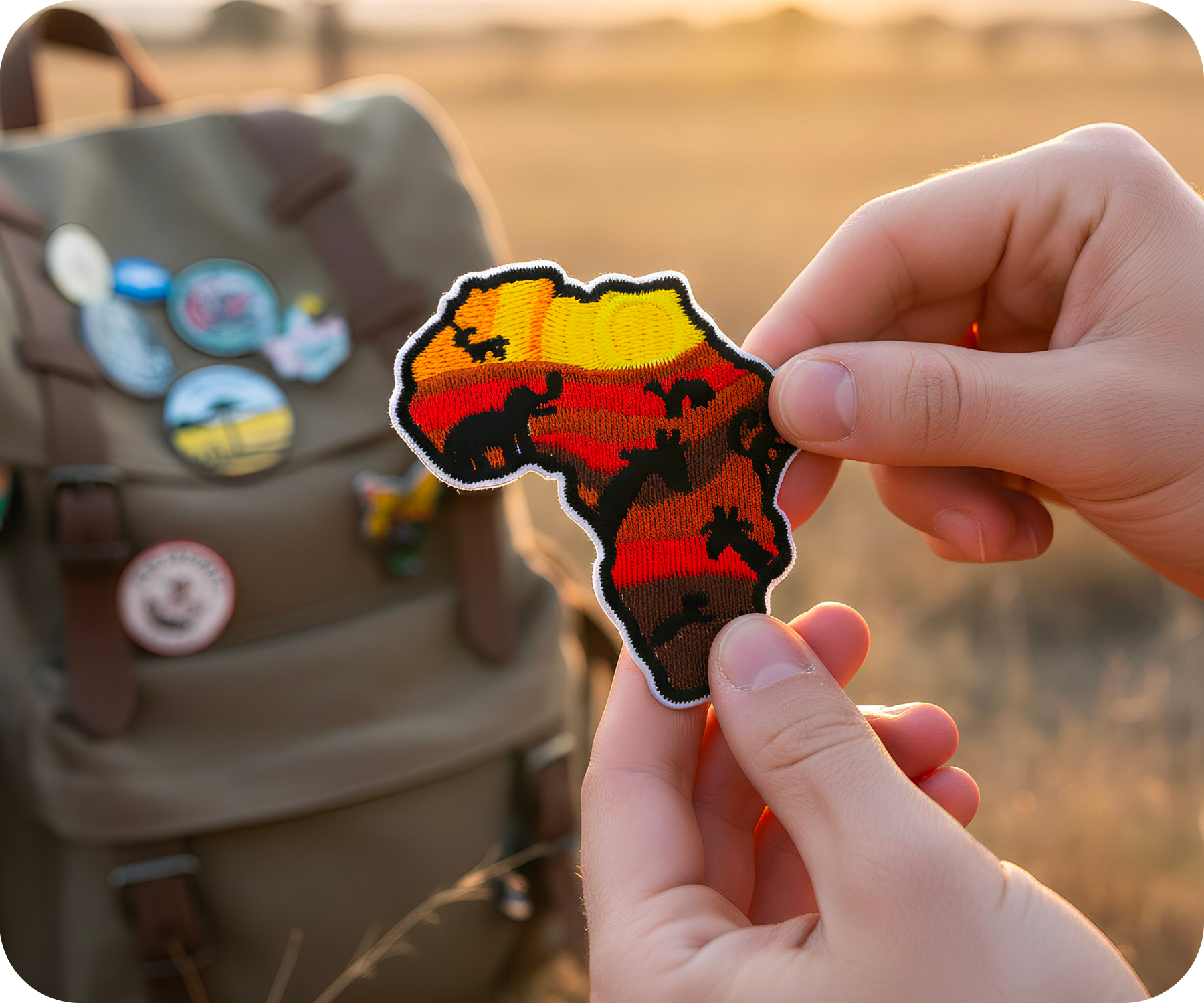 Africa Continent Shape Safari Animals Iron On Patch (7 x 6.5cm) Secondary image